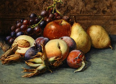 لا تزال حياة الفاكهة (ألوان مائية على ورق) بواسطة ويلبرفورس هادون