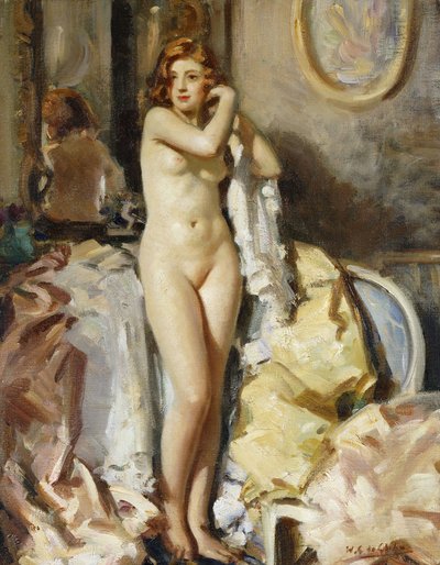 يقف أمام المرآة، ذو الرأس الأحمر بواسطة Wilfred Gabriel de Glehn