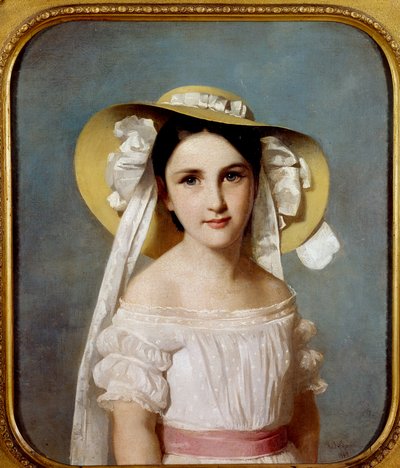 صورة الآنسة إميلي ليو. صورة لفتاة صغيرة. لوحة لوليم ليمان (1819-1905) بواسطة فيلهلم أوغست رودولف ليمان
