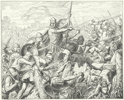 Arnulf of Carinthia يقتحم الدفاعات النورماندية على نهر Dyle ، 891 (نقش) بواسطة فيلهلم كامبهاوزن