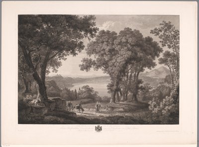منظر لبحيرة ألبانو بالقرب من روما Der See von Albano dei Rom (العنوان على الكائن) بواسطة فيلهلم فريدريش جملين