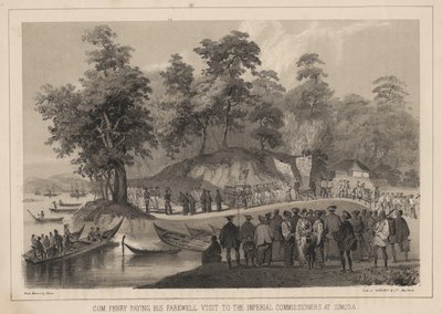 كوم. بيري يقوم بزيارة وداع للمفوضين الإمبراطوريين في Simoda ، 1855 بواسطة فيلهلم جوزيف هاينه