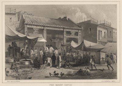 كانتون سوق السمك ، 1855 بواسطة فيلهلم جوزيف هاينه