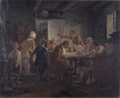 كوليجيوم بوليتيكوم. من فيلم Ludvig Holberg's The Political Tinker ، الفصل الأول ، المشهد الثاني. بواسطة فيلهلم مارستراند