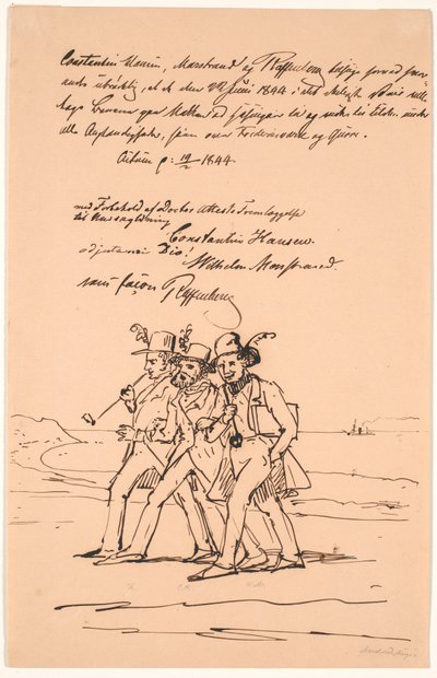 Marstrand و Constantin Hansen و Raffenberg في نزهة على الأقدام بواسطة فيلهلم مارستراند