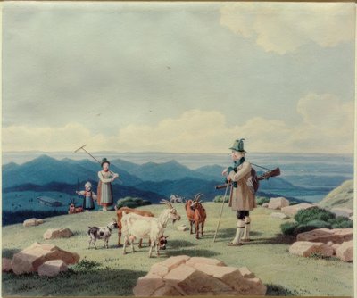 صياد مع dairymaid وطفل على Hirschberg بواسطة فيلهلم فون كوبيل