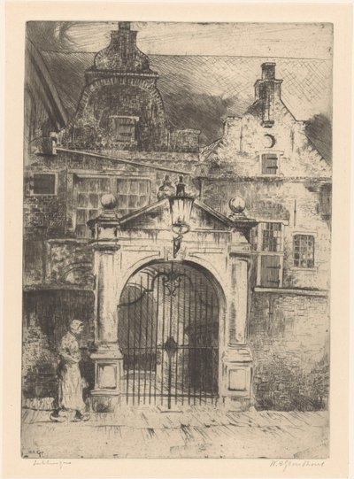 Enkhuizen (العنوان الأصلي على الكائن) بواسطة فيليم أدريانوس جروندهوت (توقيع الفنان)