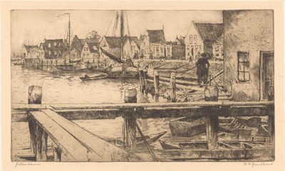 Volendam (العنوان الأصلي على الكائن) بواسطة فيليم أدريانوس جروندهوت (توقيع الفنان)
