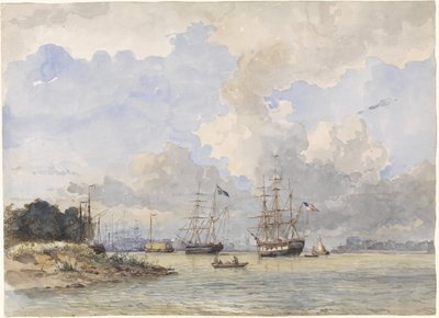 ماس في روتردام ، على متن سفينة أمريكية وسويديّة بواسطة Willem Anthonie van Deventer