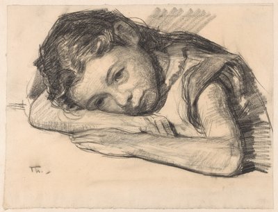 Liesbeth أو Dora Arntzenius عندما كانت طفلة ، متكئة على ذراع واحدة بواسطة ويليم باستيان ثولين