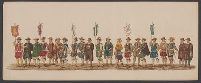 موكب دلفت عام 1862 ، المجموعة الخامسة الرابع لوستروم للأكاديمية الملكية في دلفت - أو. 1862 - Costumed Optogt (عنوان السلسلة على الكائن) بواسطة فيليم برناردوس إجزردرات