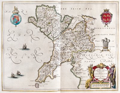 كارنارفونشاير وأنجلسي، في "Theatrum Orbis Terrarum, sive Atlas Novus" لويليم بلاو، أمستردام بواسطة ويليم بلاو