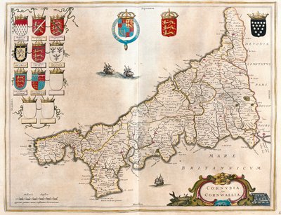 كورنوال، في كتاب "Theatrum Orbis Terrarum, sive Atlas Novus" لويليم بلاو، أمستردام بواسطة ويليم بلاو