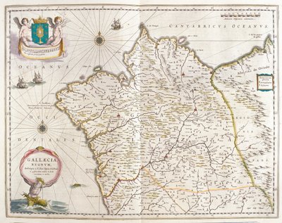 غاليسيا أسبانيا، في "Theatrum Orbis Terrarum, sive Atlas Novus" لويليم بلاو، أمستردام بواسطة ويليم بلاو