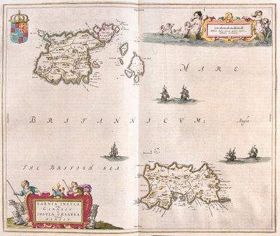 غارنزي - جزر جيرسي، في "Theatrum Orbis Terrarum, sive Atlas Novus" لويليم بلاو، أمستردام بواسطة ويليم بلاو