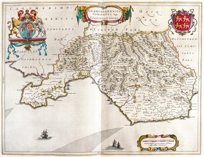 غلامورغان شاير، في "Theatrum Orbis Terrarum, sive Atlas Novus" لويليم بلاو، أمستردام بواسطة ويليم بلاو