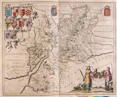 غلوتشيستر، في "Theatrum Orbis Terrarum, sive Atlas Novus" لويليم بلاو، أمستردام بواسطة ويليم بلاو