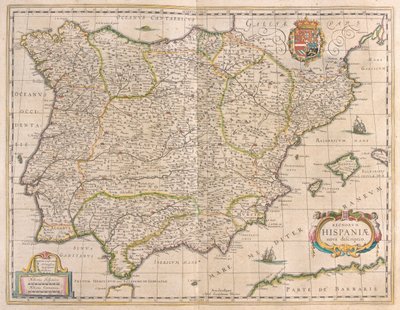 شبه الجزيرة الإيبيرية، في كتاب "Theatrum Orbis Terrarum, sive Atlas Novus" لويليم بلاو، أمستردام بواسطة ويليم بلاو