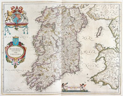 أيرلندا، في كتاب "Theatrum Orbis Terrarum, sive Atlas Novus" لويليم بلاو، أمستردام بواسطة ويليم بلاو