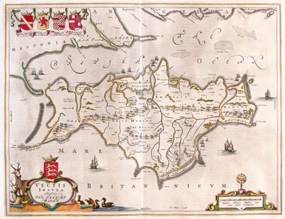 جزيرة وايت، في كتاب "Theatrum Orbis Terrarum, sive Atlas Novus" لويليم بلاو، أمستردام بواسطة ويليم بلاو