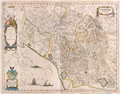 لوكا، إيطاليا، في كتاب "Theatrum Orbis Terrarum, sive Atlas Novus" لويليم بلاو، أمستردام بواسطة ويليم بلاو