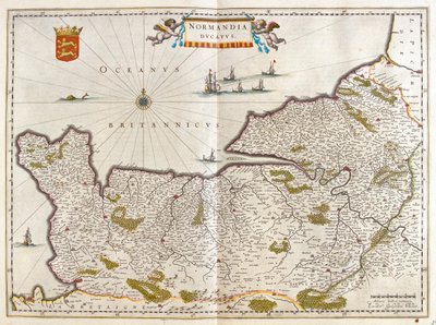 نورماندي، في كتاب "Theatrum Orbis Terrarum, sive Atlas Novus" لويليم بلاو، أمستردام بواسطة ويليم بلاو