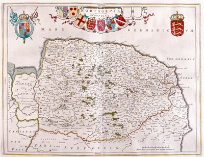 نورثفولك، في كتاب "Theatrum Orbis Terrarum, sive Atlas Novus" لويليم بلاو، أمستردام بواسطة ويليم بلاو