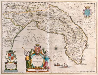 أوترانتو، سالنتو، ليتشي، بوليا، إيطاليا، في "Theatrum Orbis Terrarum, sive Atlas Novus" لويليم بلاو، أمستردام بواسطة ويليم بلاو