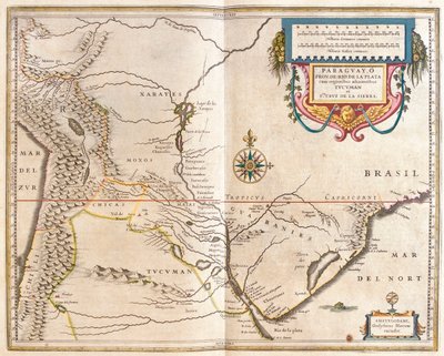 باراغواي وريو دي لا بلاتا، في "Theatrum Orbis Terrarum, sive Atlas Novus" لويليم بلاو، أمستردام بواسطة ويليم بلاو