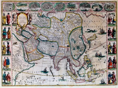 مسرح العالم أو أطلس أمستردام الجديد. خريطة جغرافية لآسيا رسمها ويليم جانزون بلاو (1571-1638) بواسطة ويليم بلاو