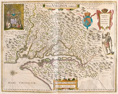 فيرجينيا، ومنطقة تشيسابيك، في "Theatrum Orbis Terrarum, sive Atlas Novus" لويليم بلاو، أمستردام بواسطة ويليم بلاو