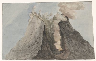 Binnenzijde van krater Etna منظر داخلي لحفرة إتنا (العنوان على الجسم) رحلات في إيطاليا وصقلية ومالطا - 1778 (عنوان السلسلة) بواسطة فيليم كاريل ديركينز