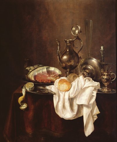 الحياة الساكنة لحم الخنزير ولوحة فضية بواسطة Willem Claesz. Heda