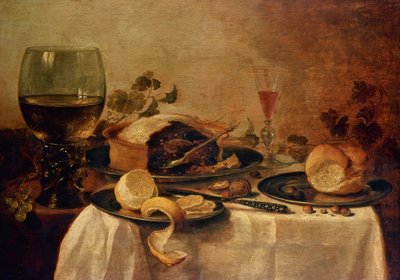 الحياة الساكنة مع فطيرة الفاكهة ، 1635 بواسطة Willem Claesz. Heda