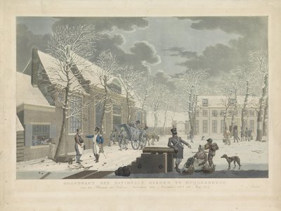 قائد الحرس الوطني في موديربيرغ ، 1813-1814 الحرس الرئيسي للحديقة الوطنية في Muijderberch أمام Blockade der Vesting Naarden ، من نوفمبر 1813 إلى مايو 1814 (العنوان على الكائن) بواسطة فيليم هندريك هوغكامير (منسوب إلى)