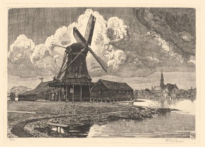 Windmill de Bonte Hen بواسطة فيليم يانسن (نقاش) (توقيع الفنان)