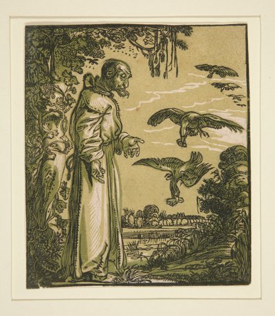 القديس بول الناسك (إيليا) تغذي الغربان بواسطة Willem Pietersz. Buytewech