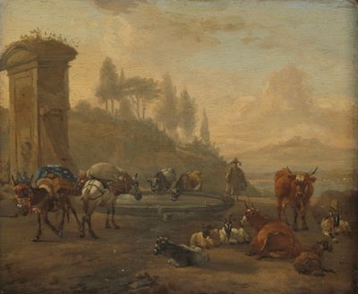 ماشية بجانب النافورة بواسطة Willem Romeyn