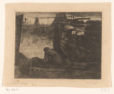 رجل على رصيف ميناء على الرصيف (العنوان الأصلي) بواسطة Willem de Zwart (signed by artist)