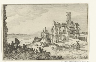 الخراب مع الأقواس وبرج على الماء الآثار الرومانية والمناظر الطبيعية الساحلية (السلسلة 1) (عنوان السلسلة) بواسطة ويليم فان نيولانت (الثاني)