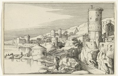 مدينة بها أبراج على الماء الآثار الرومانية والمناظر الطبيعية الساحلية (السلسلة 1) (عنوان السلسلة) بواسطة ويليم فان نيولانت (الثاني)