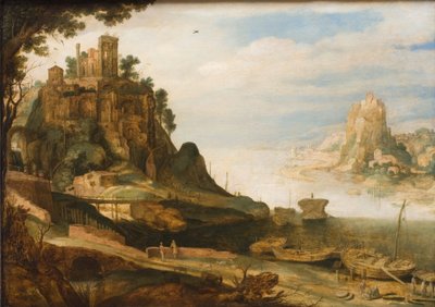 منظر ساحلي مع ما يسمى بمعبد العرافة في تيفولي بواسطة Willem van Nieulandt d.Y.