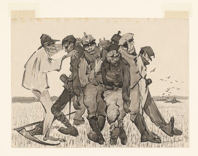 حصاد 1918. حزمة حديثة من الذرة (العنوان الأصلي على القطعة) بواسطة فيليم فان شايك (توقيع الفنان)
