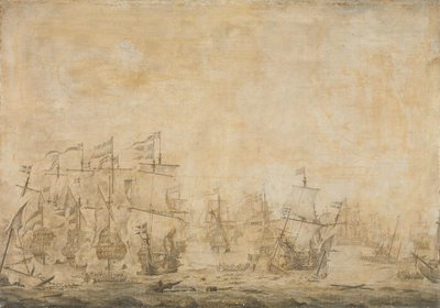 معركة بين الأسطول الهولندي والسويد ، في الصوت ، 8 نوفمبر 1658 بواسطة فيليم فان دي فيلدي (الأول) (منسوب إلى)