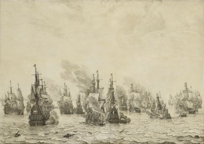 معركة ليفورنو (ليغورن) معركة ليفورنو البحرية ، 14 مارس 1653: حلقة من الحرب البحرية الإنجليزية الأولى (1652-54) بواسطة ويليم فان دي فيلدي (الأول)