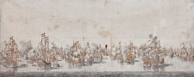 معركة فيهمارن ، c.1650 (حبر وغسل على ورق) بواسطة ويليم فان دي فيلدي
