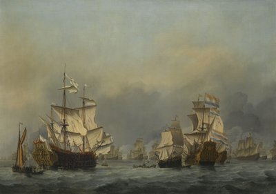 معركة الأيام الأربعة ، ج. 1670 بواسطة ويليم فان دي فيلدي الأصغر