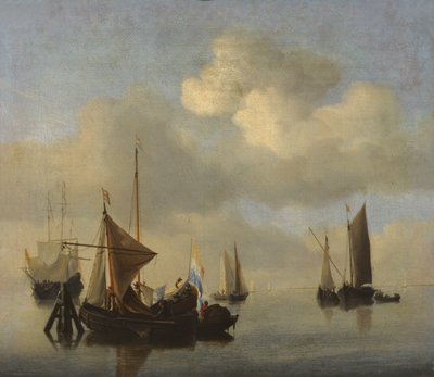 المناظر البحرية في الطقس الهادئ بواسطة Willem van de Velde the Younger