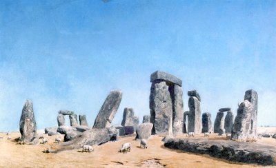 رعي الأغنام في ستونهنج (بالألوان المائية) بواسطة ويليام (1789 - 1862) تورنر