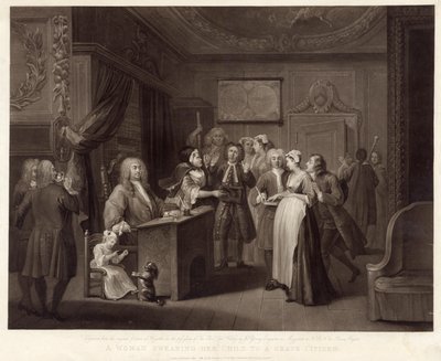 امرأة تقسم طفلها على مواطن قبر (mezzotint) بواسطة وليام (بعد) هوغارث